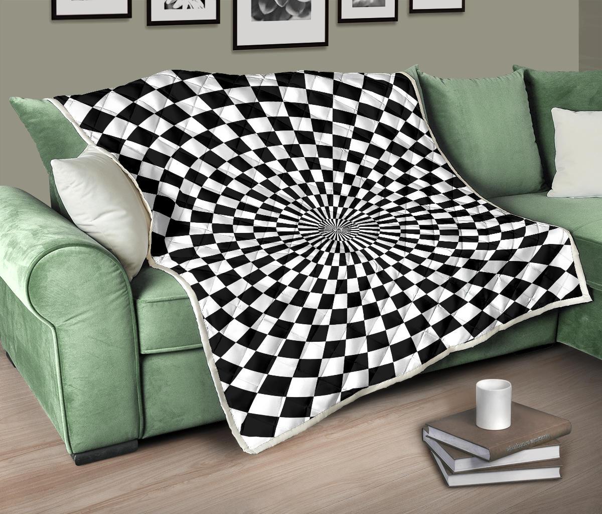 Checkered Flag Optical illusion Premium Quilt-JTAMIGO.COM