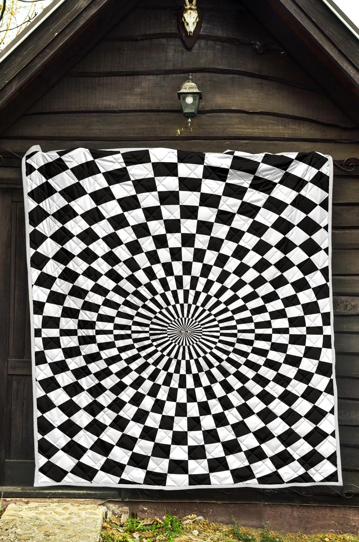 Checkered Flag Optical illusion Premium Quilt-JTAMIGO.COM