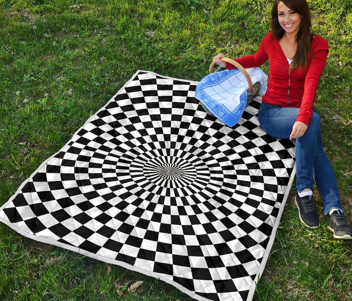 Checkered Flag Optical illusion Premium Quilt-JTAMIGO.COM