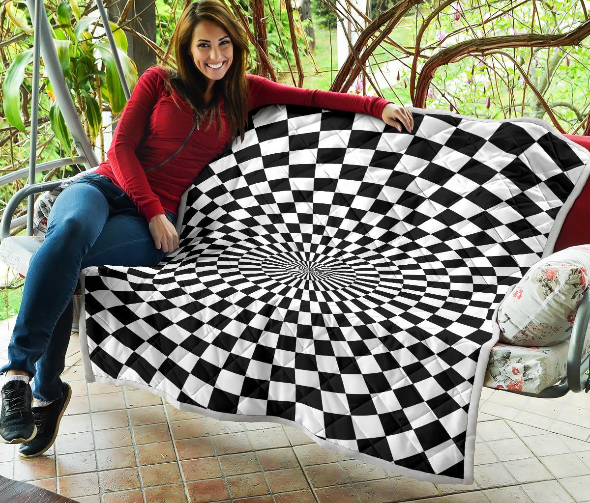 Checkered Flag Optical illusion Premium Quilt-JTAMIGO.COM