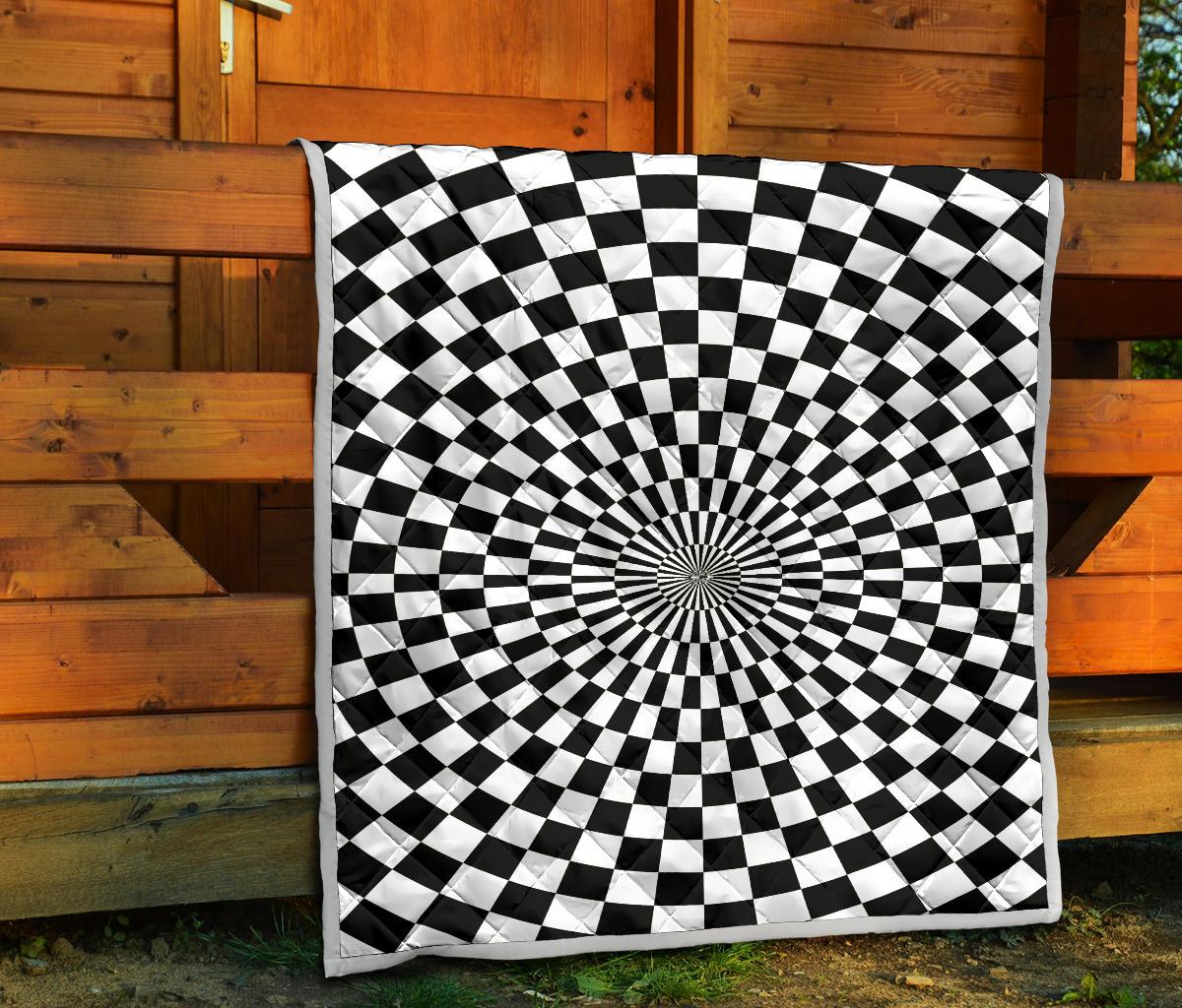 Checkered Flag Optical illusion Premium Quilt-JTAMIGO.COM