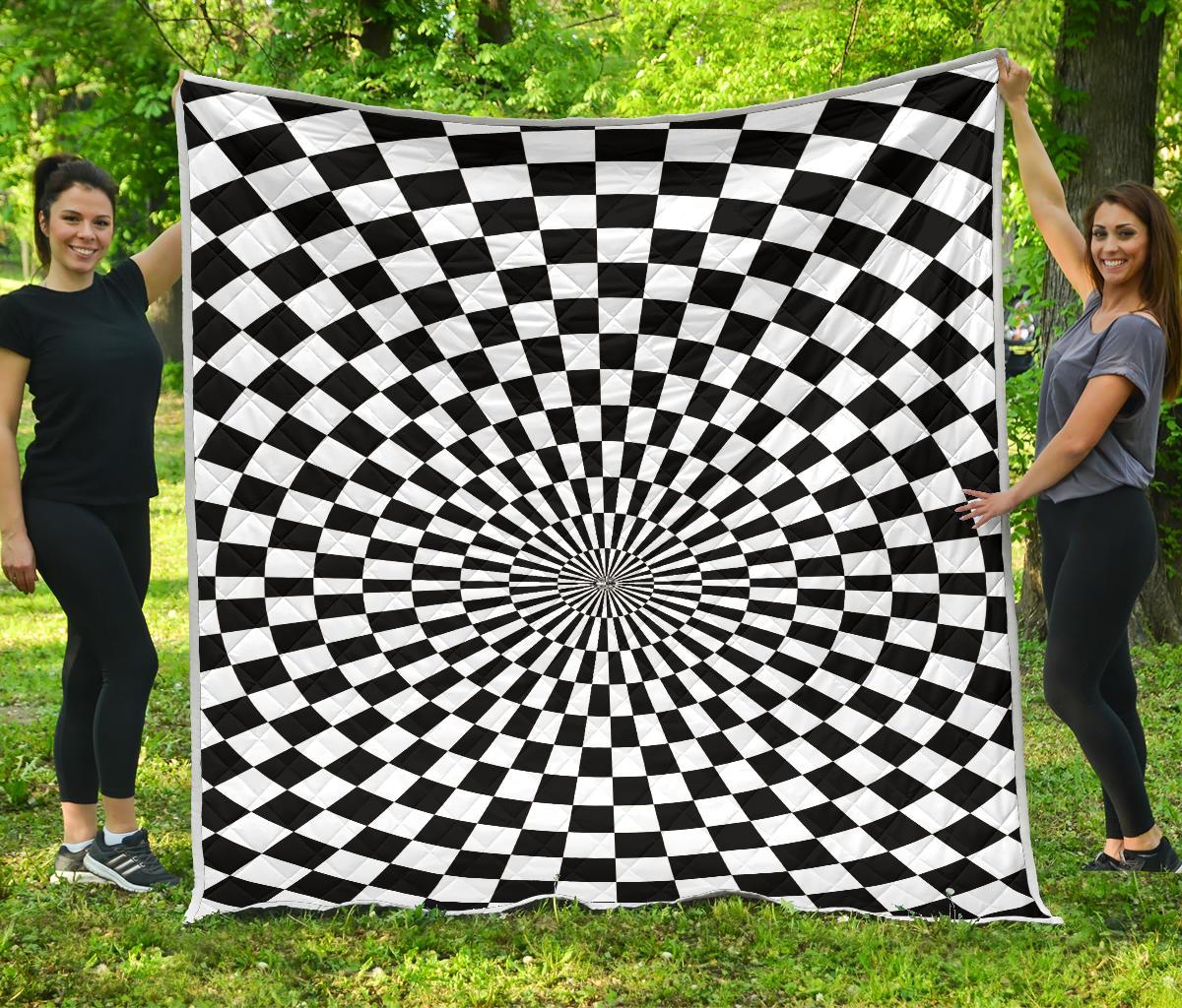 Checkered Flag Optical illusion Premium Quilt-JTAMIGO.COM