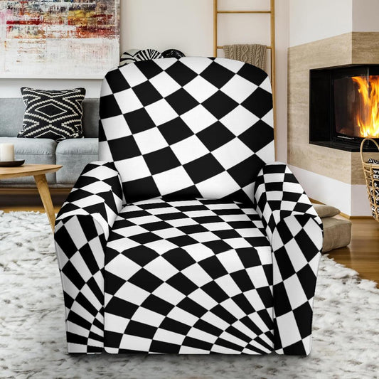 Checkered Flag Optical illusion Single Sofa Slipcover -JTAMIGO.COM