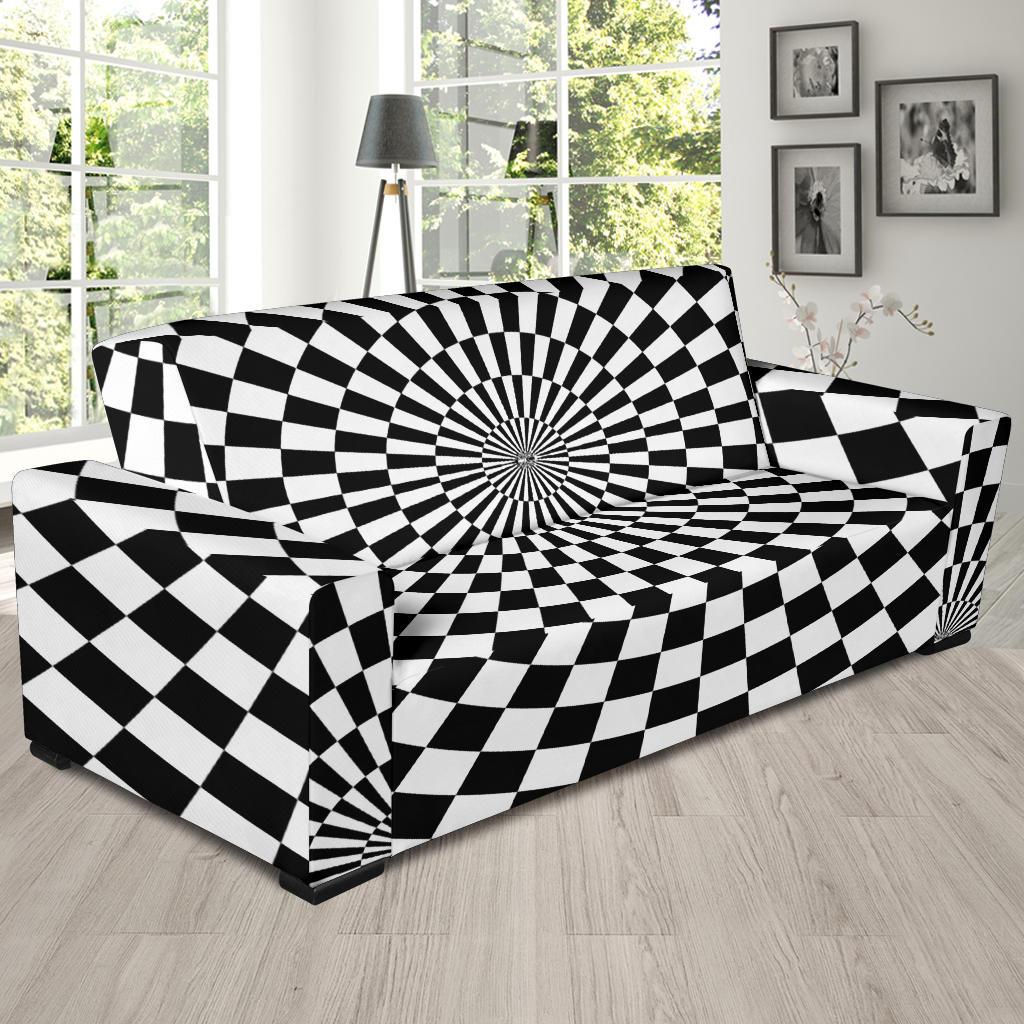 Checkered Flag Optical illusion Sofa Slipcover-JTAMIGO.COM