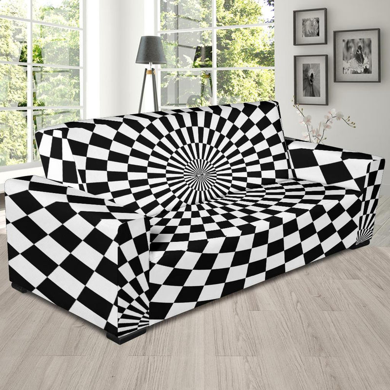 Checkered Flag Optical illusion Sofa Slipcover-JTAMIGO.COM