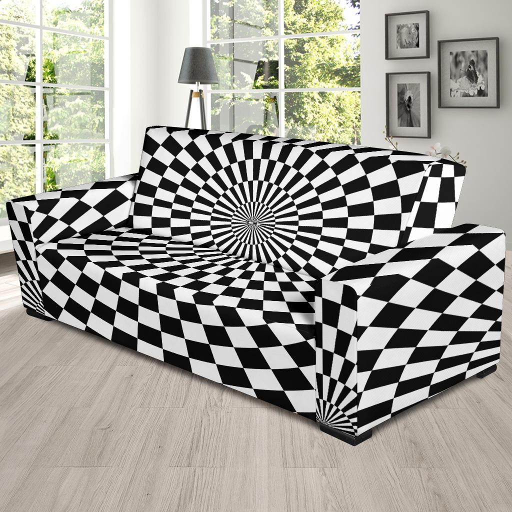 Checkered Flag Optical illusion Sofa Slipcover-JTAMIGO.COM