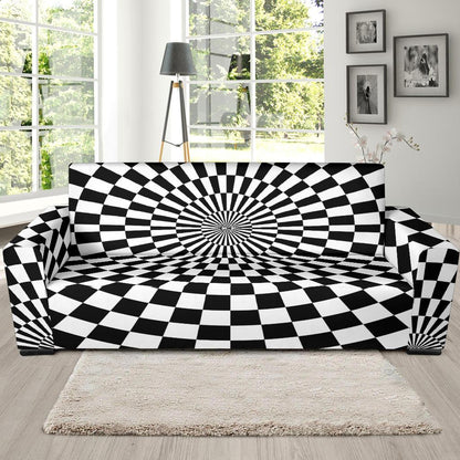 Checkered Flag Optical illusion Sofa Slipcover-JTAMIGO.COM