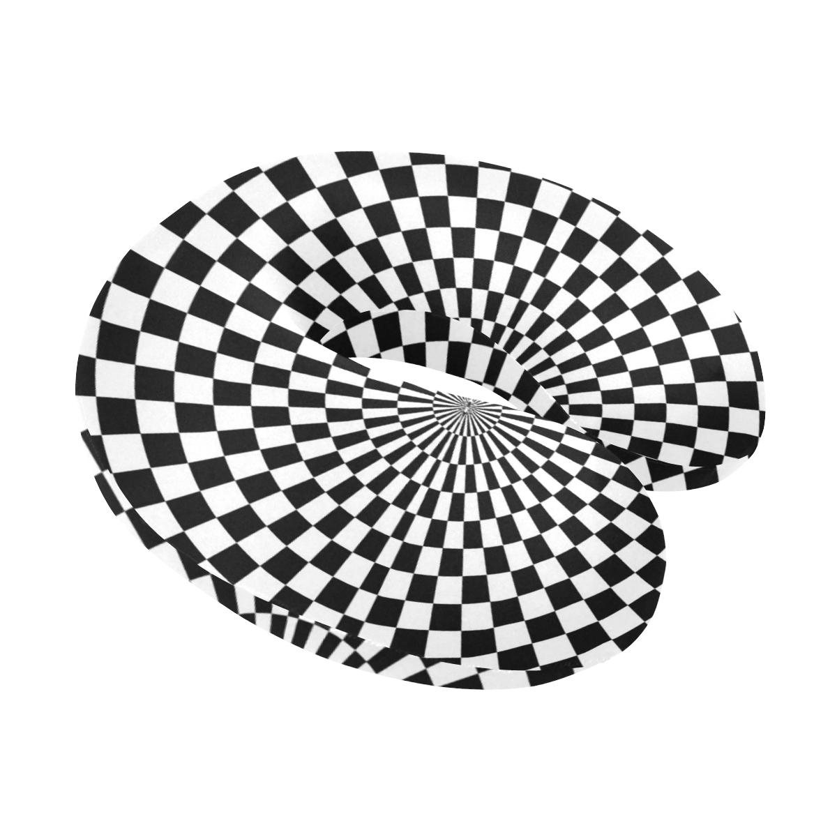 Checkered Flag Optical illusion U-Shaped Travel Neck Pillow-JTAMIGO.COM