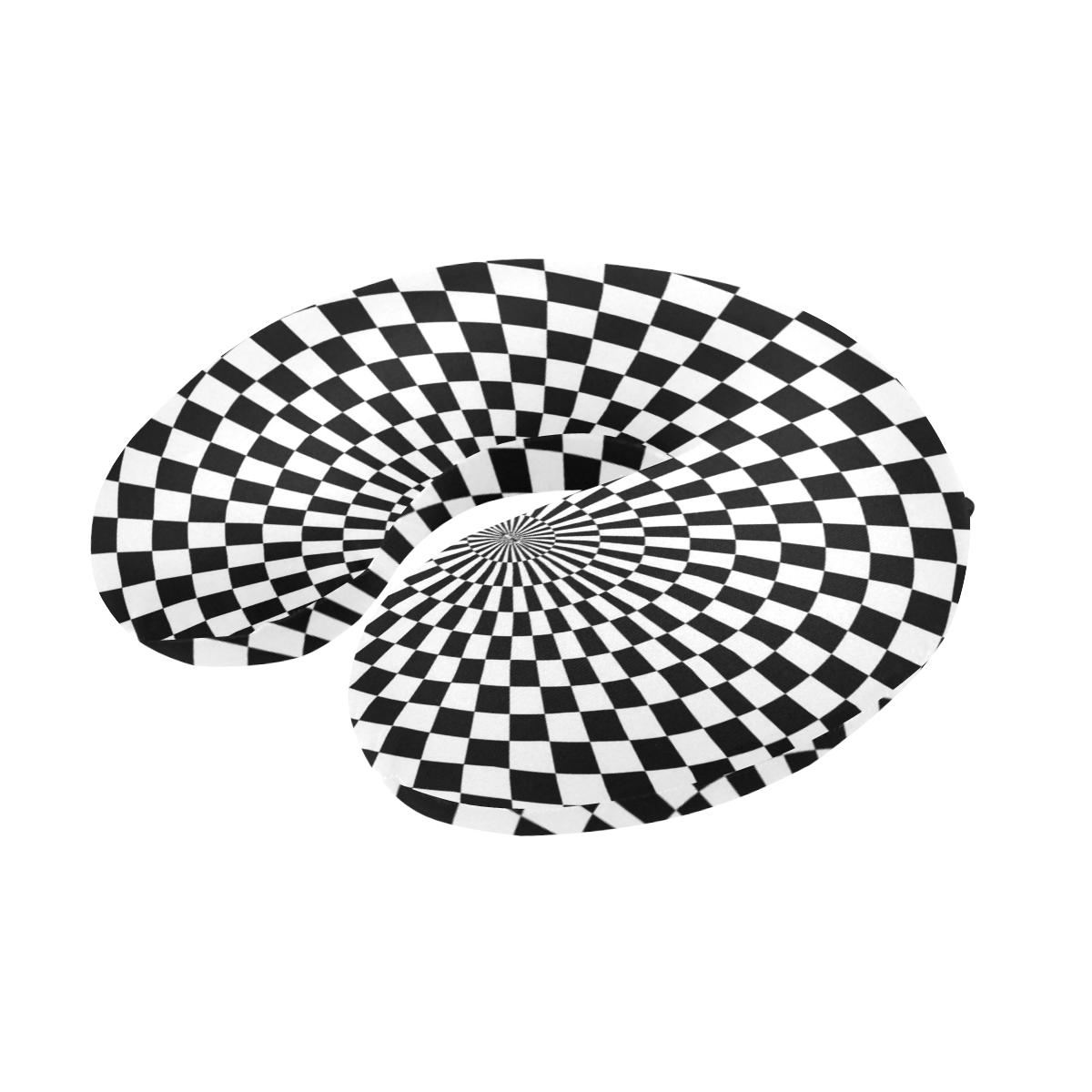 Checkered Flag Optical illusion U-Shaped Travel Neck Pillow-JTAMIGO.COM