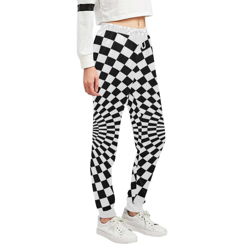 Checkered Flag Optical illusion Unisex Casual Sweatpants (Model L11)-JTAMIGO.COM