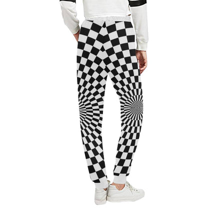 Checkered Flag Optical illusion Unisex Casual Sweatpants (Model L11)-JTAMIGO.COM