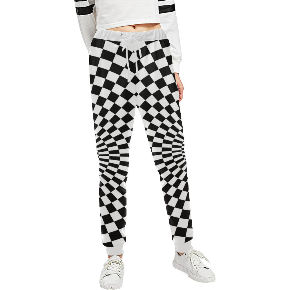 Checkered Flag Optical illusion Unisex Casual Sweatpants (Model L11)-JTAMIGO.COM