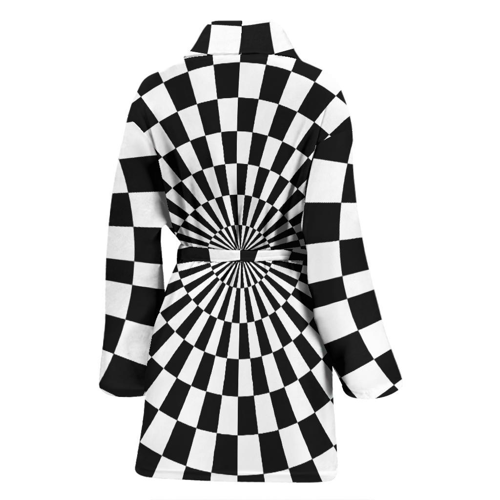 Checkered Flag Optical illusion Women Bath Robe-JTAMIGO.COM