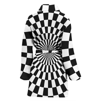 Checkered Flag Optical illusion Women Bath Robe-JTAMIGO.COM