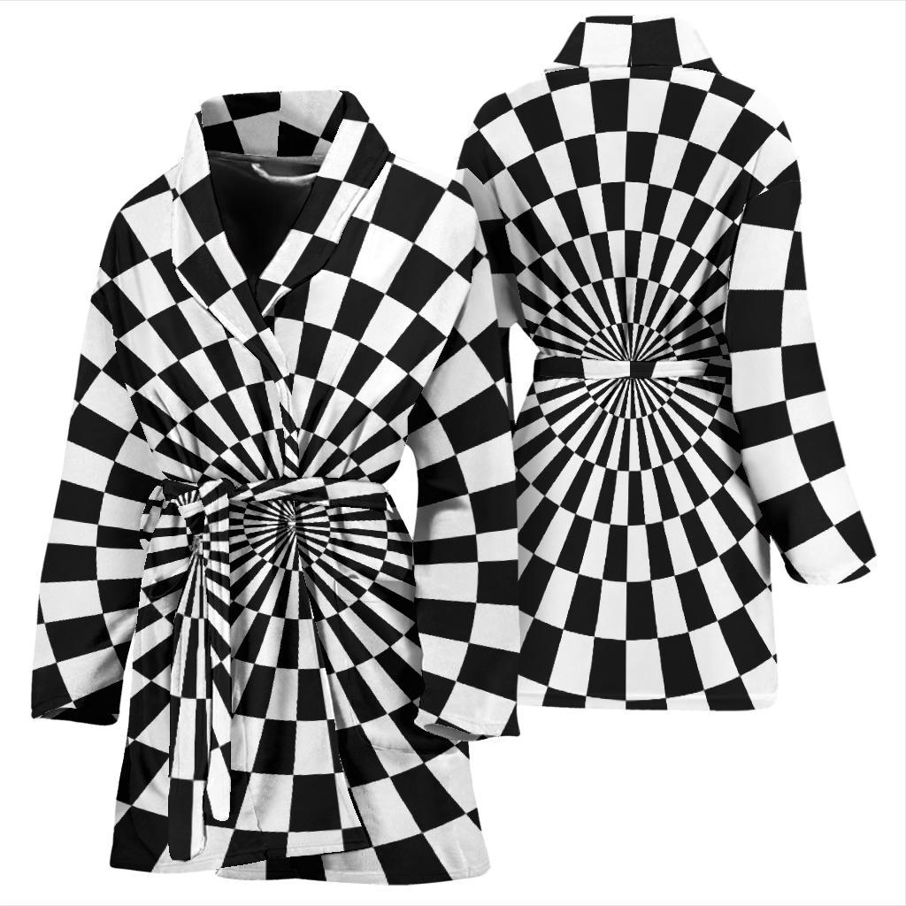 Checkered Flag Optical illusion Women Bath Robe-JTAMIGO.COM