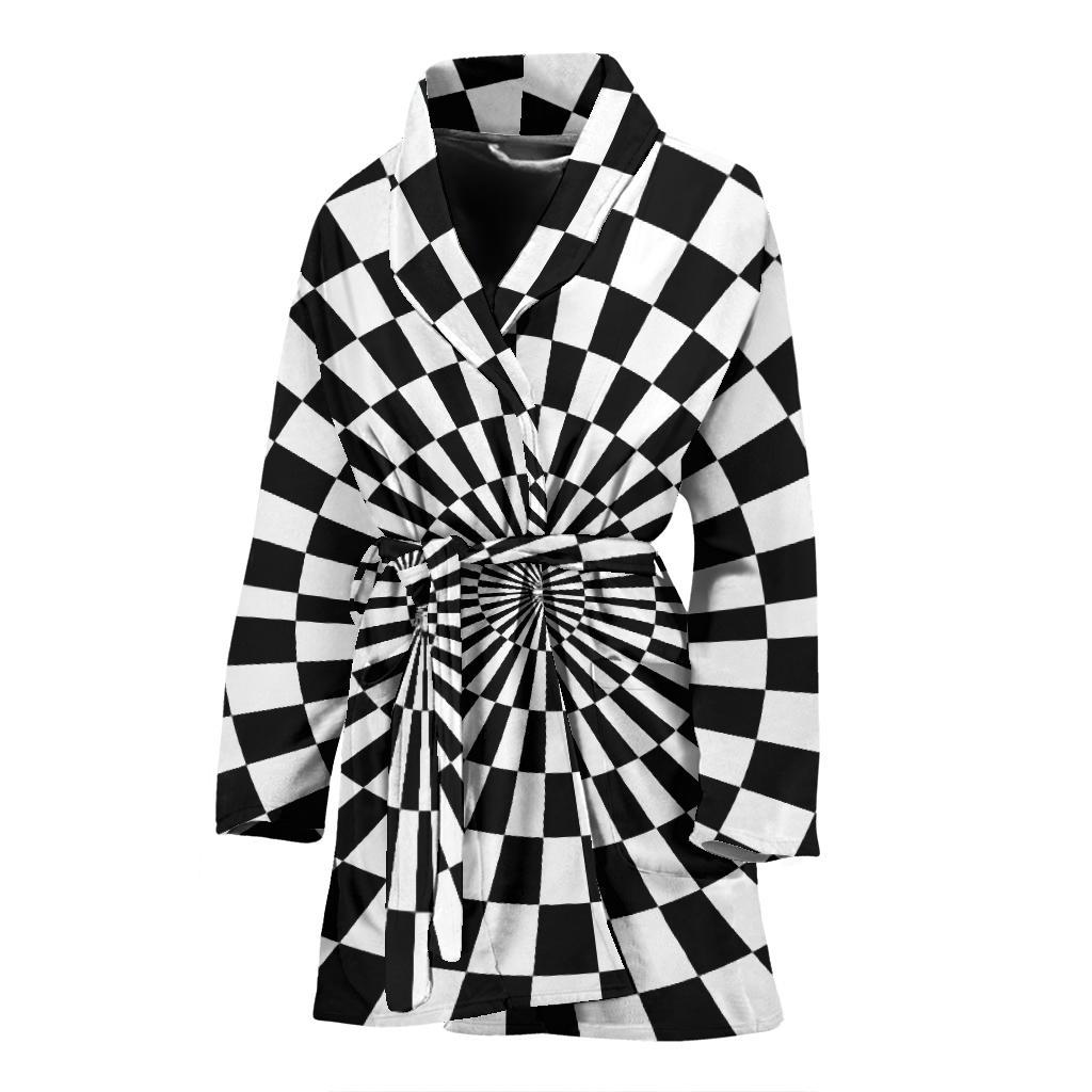 Checkered Flag Optical illusion Women Bath Robe-JTAMIGO.COM