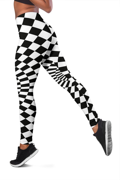 Checkered Flag Optical illusion Women Leggings