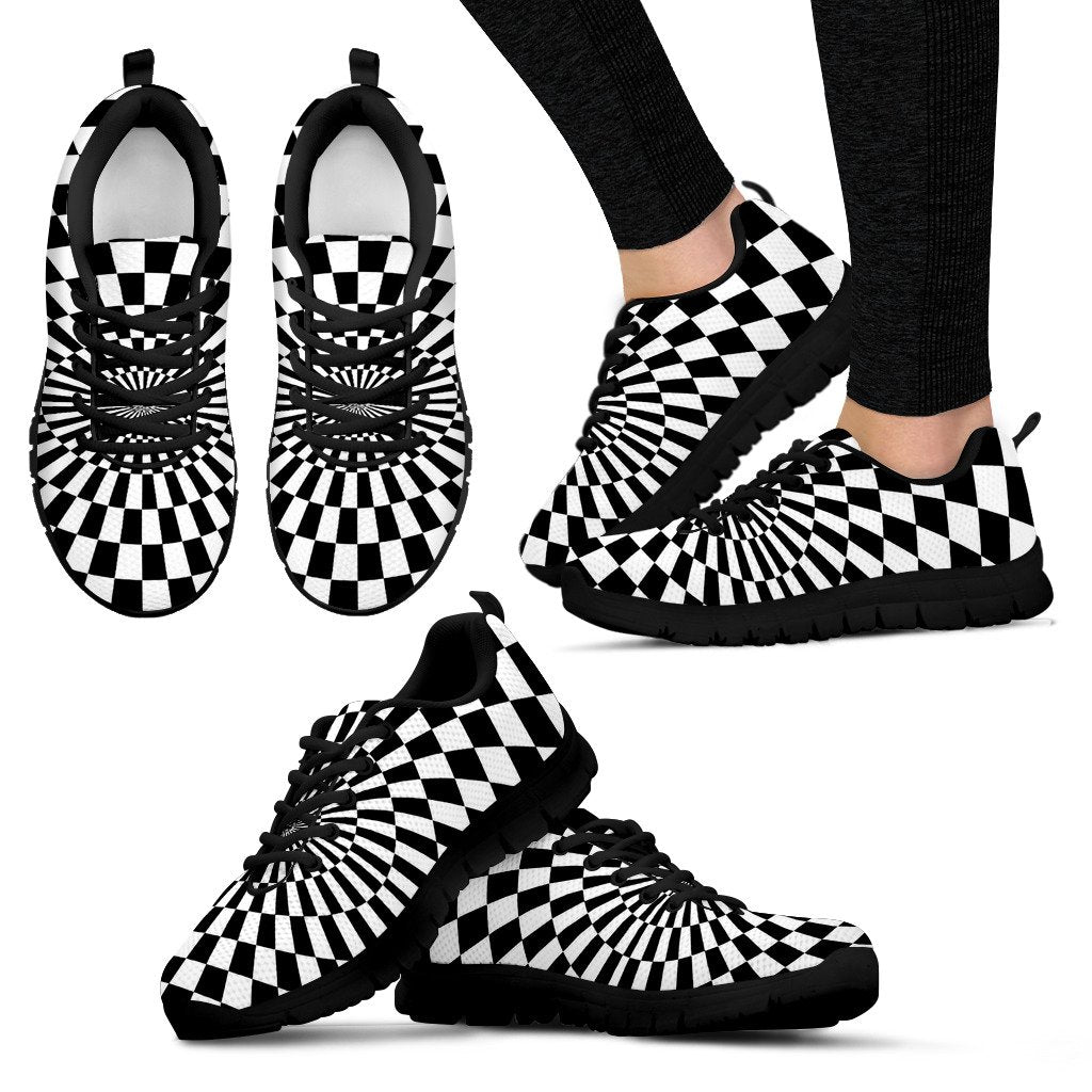 Checkered Flag Optical illusion Women Sneakers Shoes