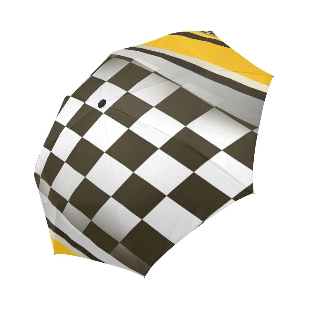 Checkered Flag Racing Style Automatic Foldable Umbrella