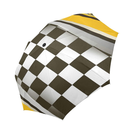 Checkered Flag Racing Style Automatic Foldable Umbrella
