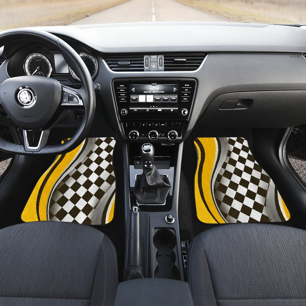 Checkered Flag Racing Style Car Floor Mats