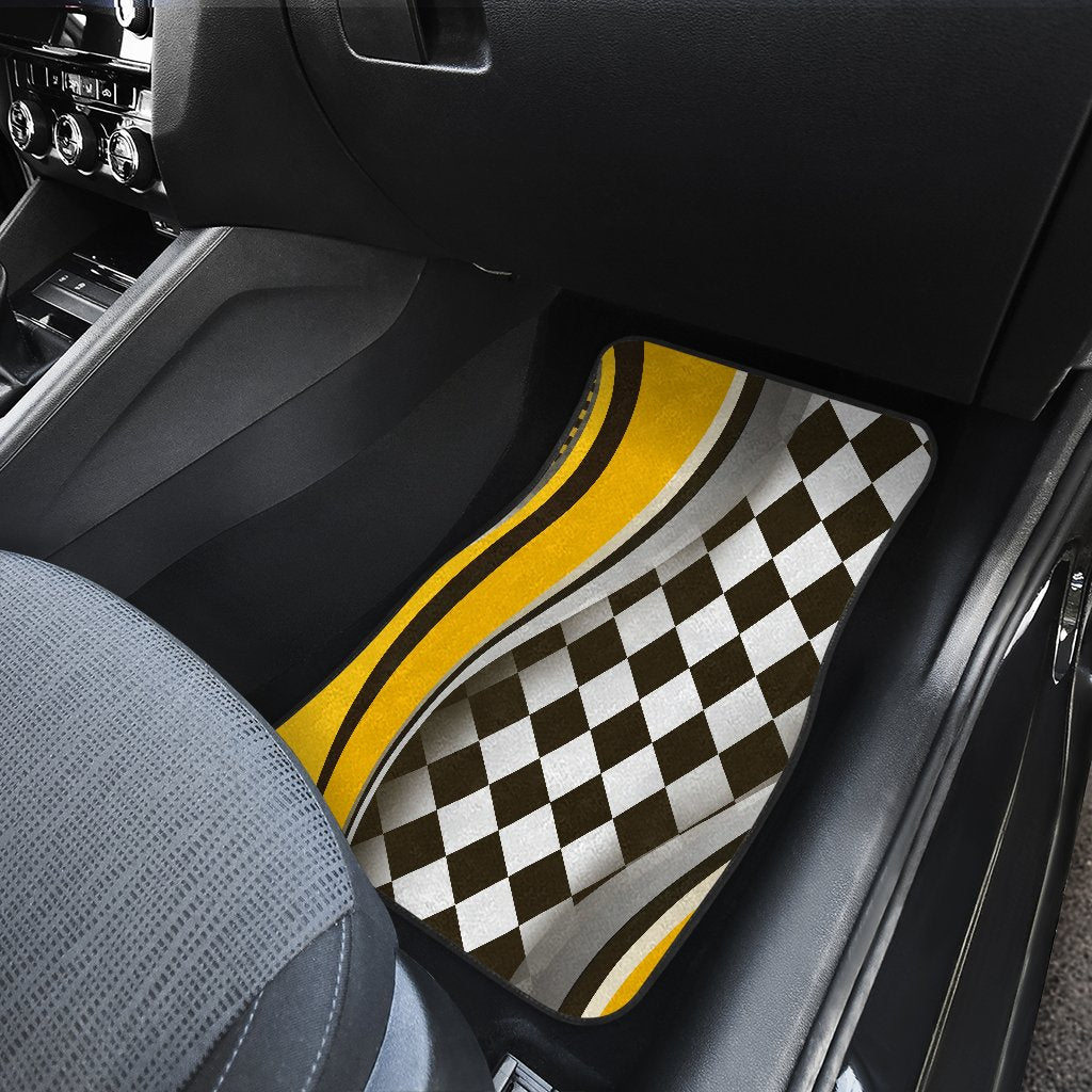 Checkered Flag Racing Style Car Floor Mats
