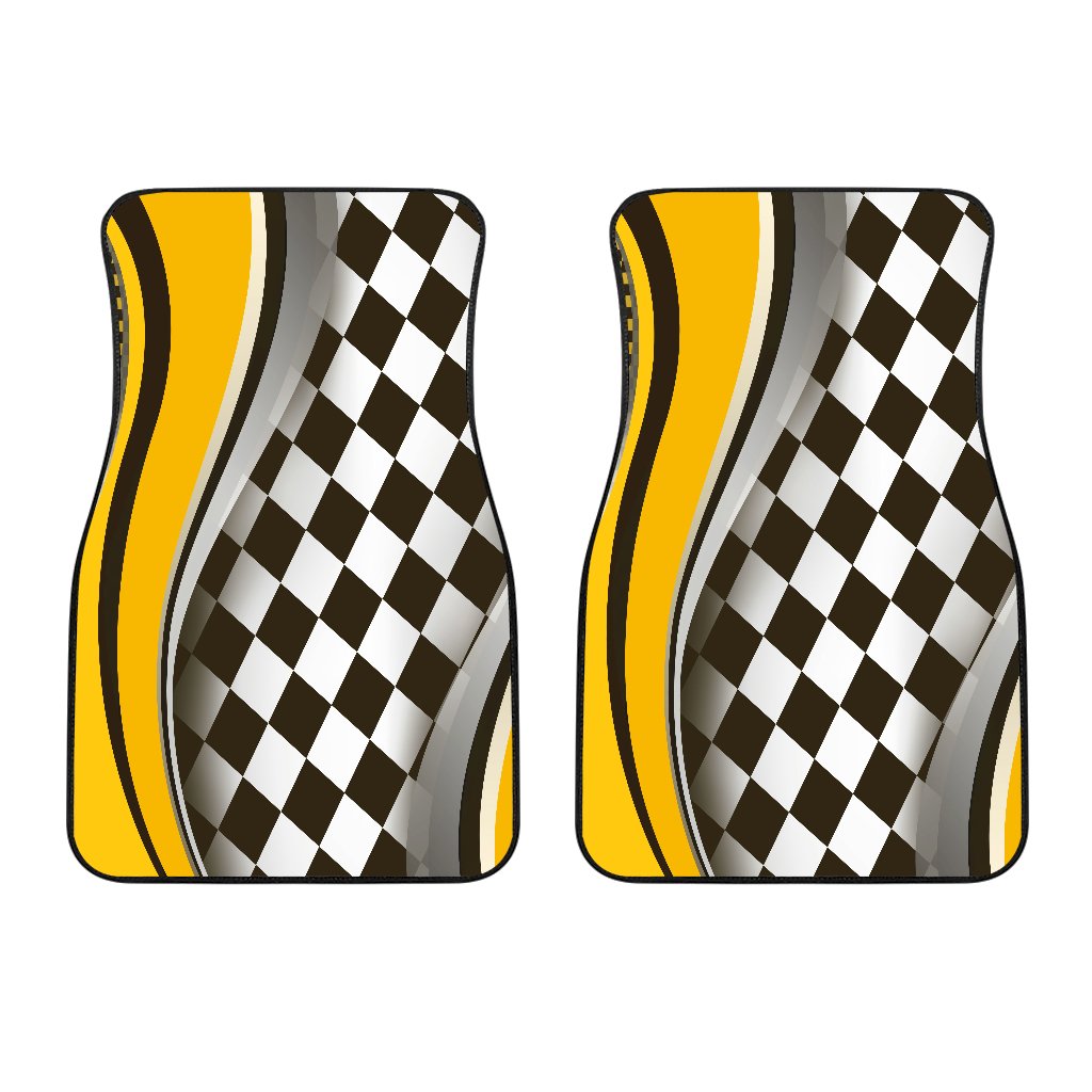 Checkered Flag Racing Style Car Floor Mats