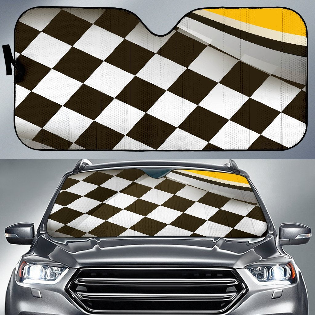 Checkered Flag Racing Style Car Sun Shade For Windshield