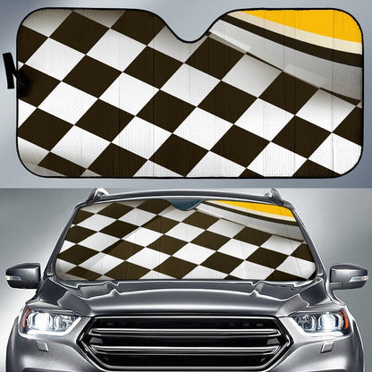 Checkered Flag Racing Style Car Sun Shade For Windshield