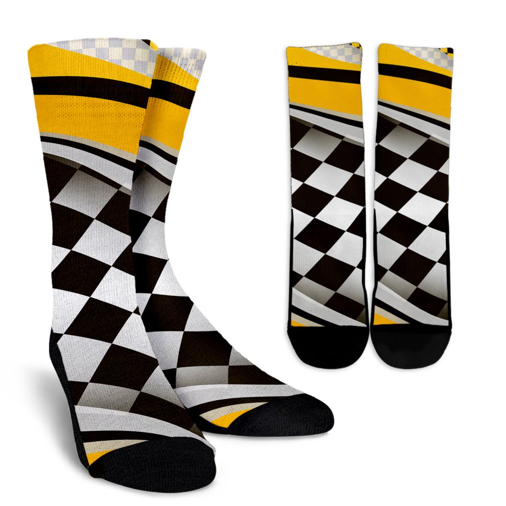 Checkered Flag Racing Style Crew Socks