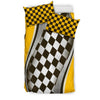 Checkered Flag Racing Style Duvet Cover Bedding Set