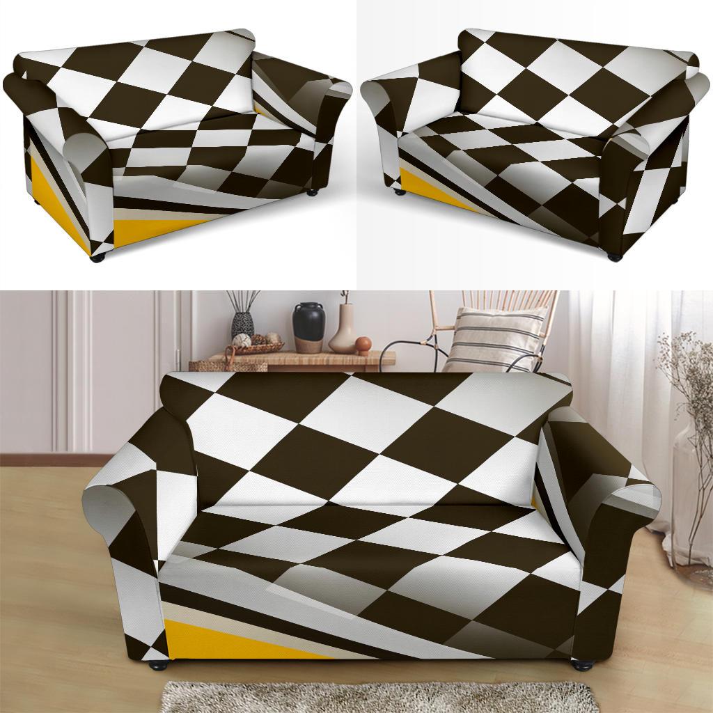Checkered Flag Racing Style Loveseat Slipcover-JTAMIGO.COM