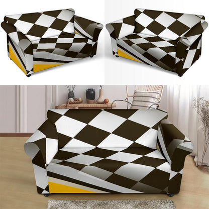 Checkered Flag Racing Style Loveseat Slipcover-JTAMIGO.COM