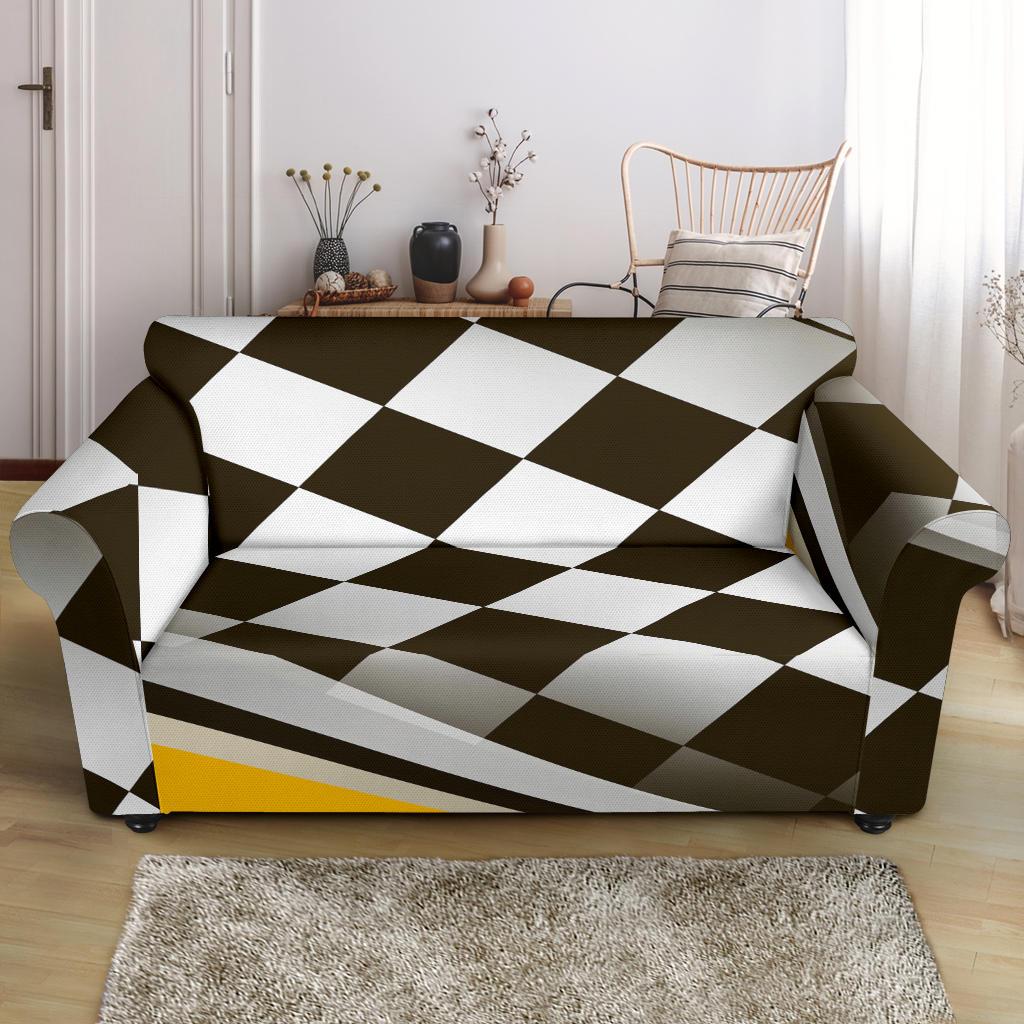 Checkered Flag Racing Style Loveseat Slipcover-JTAMIGO.COM