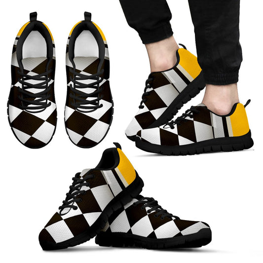 Checkered Flag Racing Style Men Sneakers Shoes
