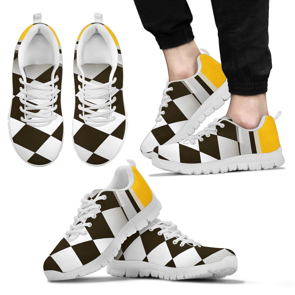 Checkered Flag Racing Style Men Sneakers Shoes