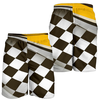 Checkered Flag Racing Style Mens Shorts-JTAMIGO.COM