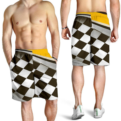 Checkered Flag Racing Style Mens Shorts-JTAMIGO.COM