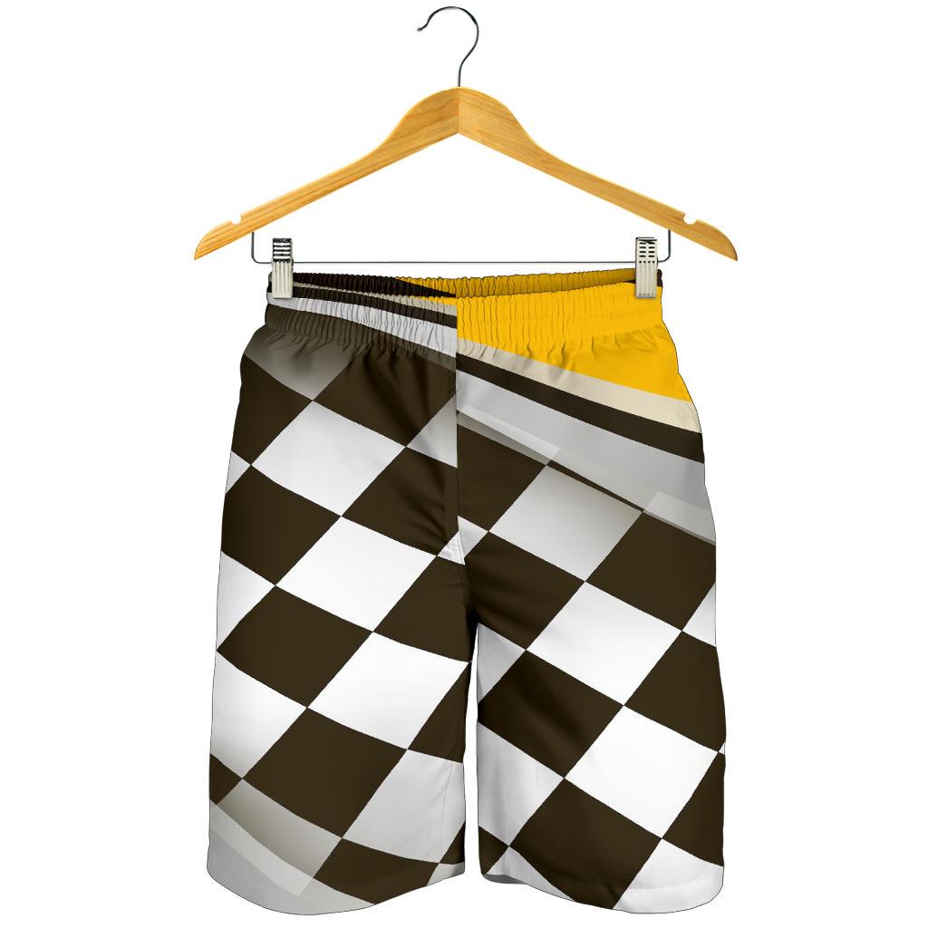 Checkered Flag Racing Style Mens Shorts-JTAMIGO.COM