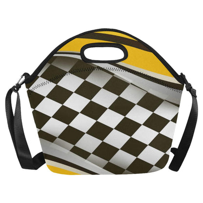 Checkered Flag Racing Style Neoprene Lunch Bag (Model 1669)(Large)-JTAMIGO.COM