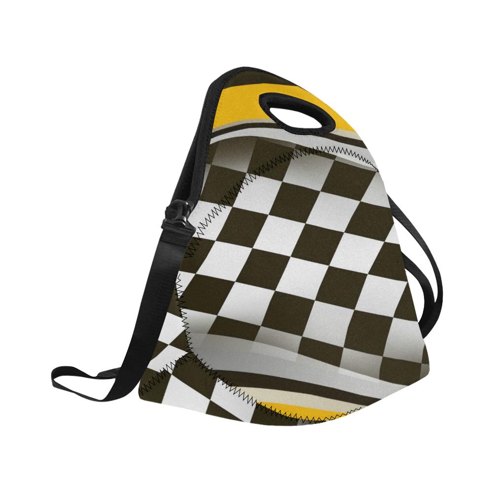 Checkered Flag Racing Style Neoprene Lunch Bag (Model 1669)(Large)-JTAMIGO.COM