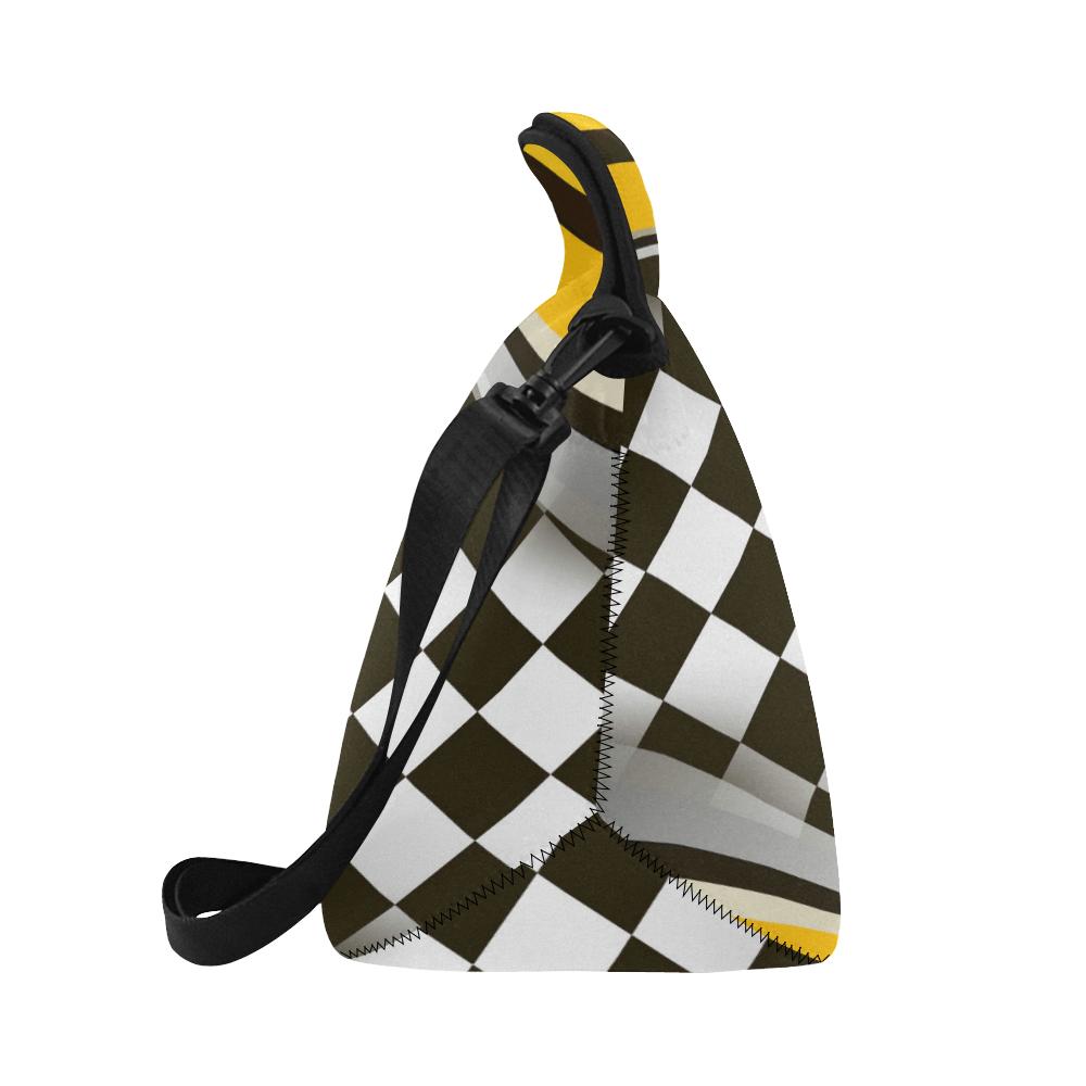 Checkered Flag Racing Style Neoprene Lunch Bag (Model 1669)(Large)-JTAMIGO.COM
