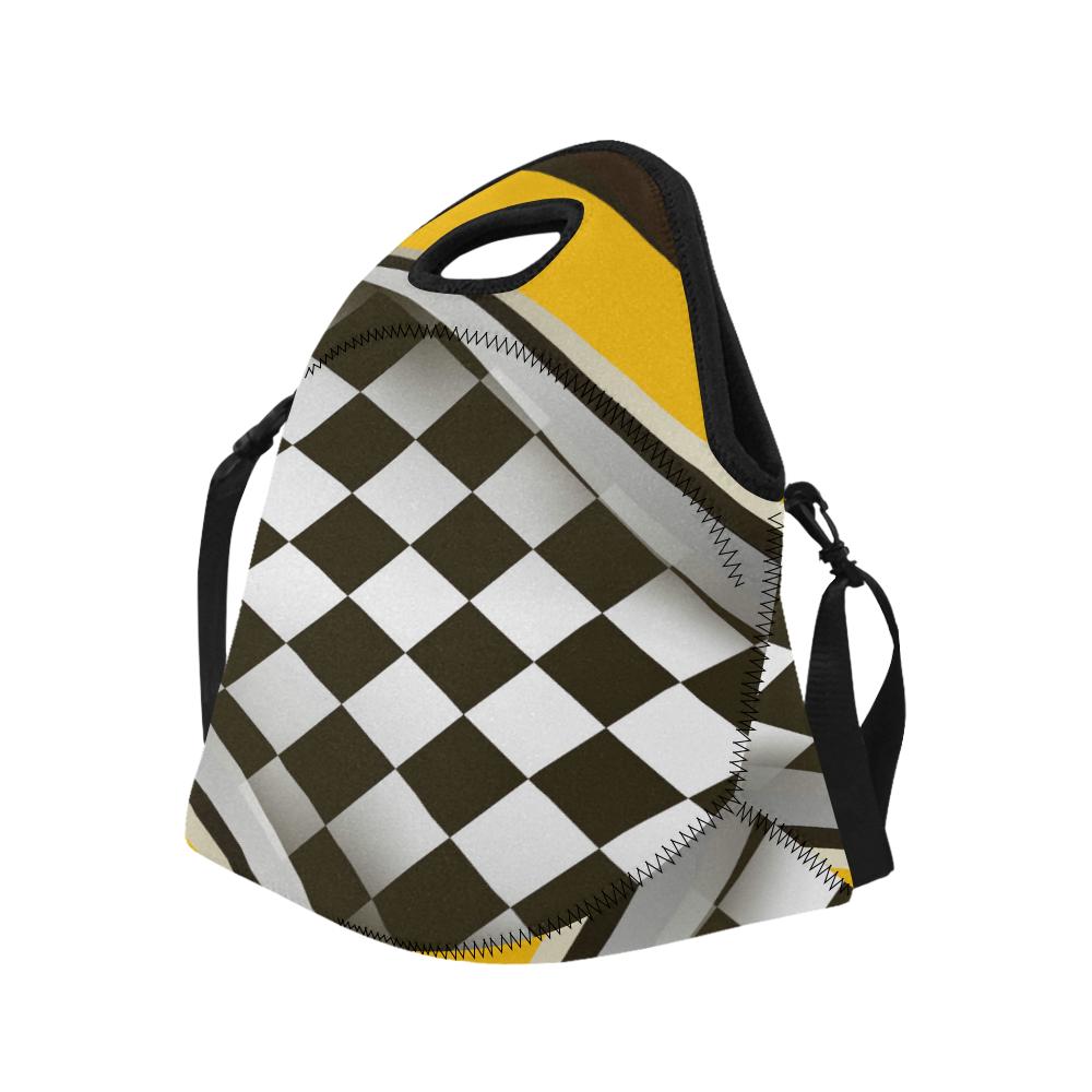Checkered Flag Racing Style Neoprene Lunch Bag (Model 1669)(Large)-JTAMIGO.COM