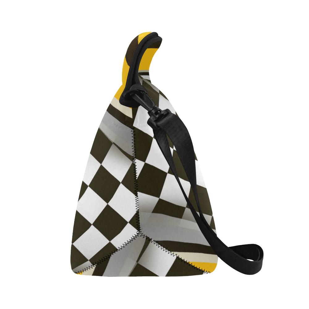 Checkered Flag Racing Style Neoprene Lunch Bag (Model 1669)(Large)-JTAMIGO.COM