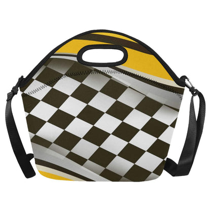 Checkered Flag Racing Style Neoprene Lunch Bag (Model 1669)(Large)-JTAMIGO.COM