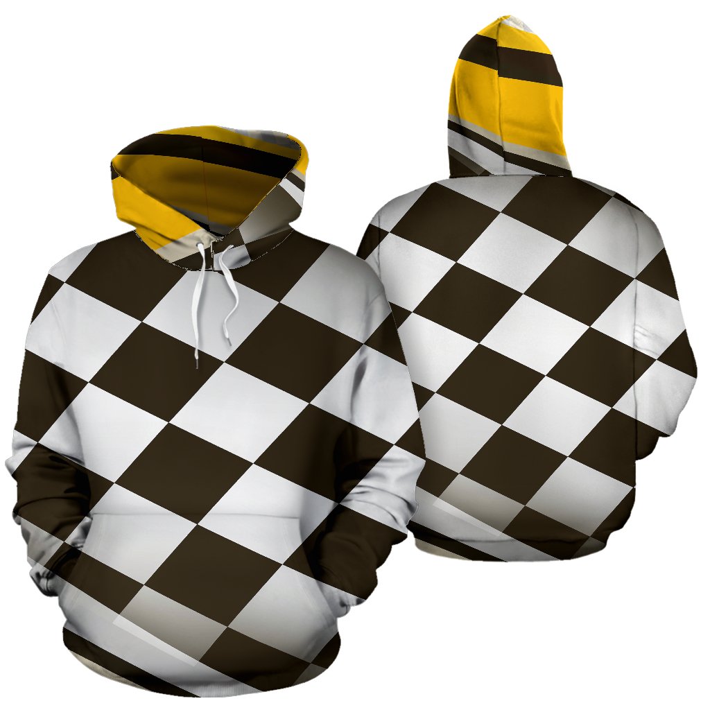 Checkered Flag Racing Style Pullover Hoodie