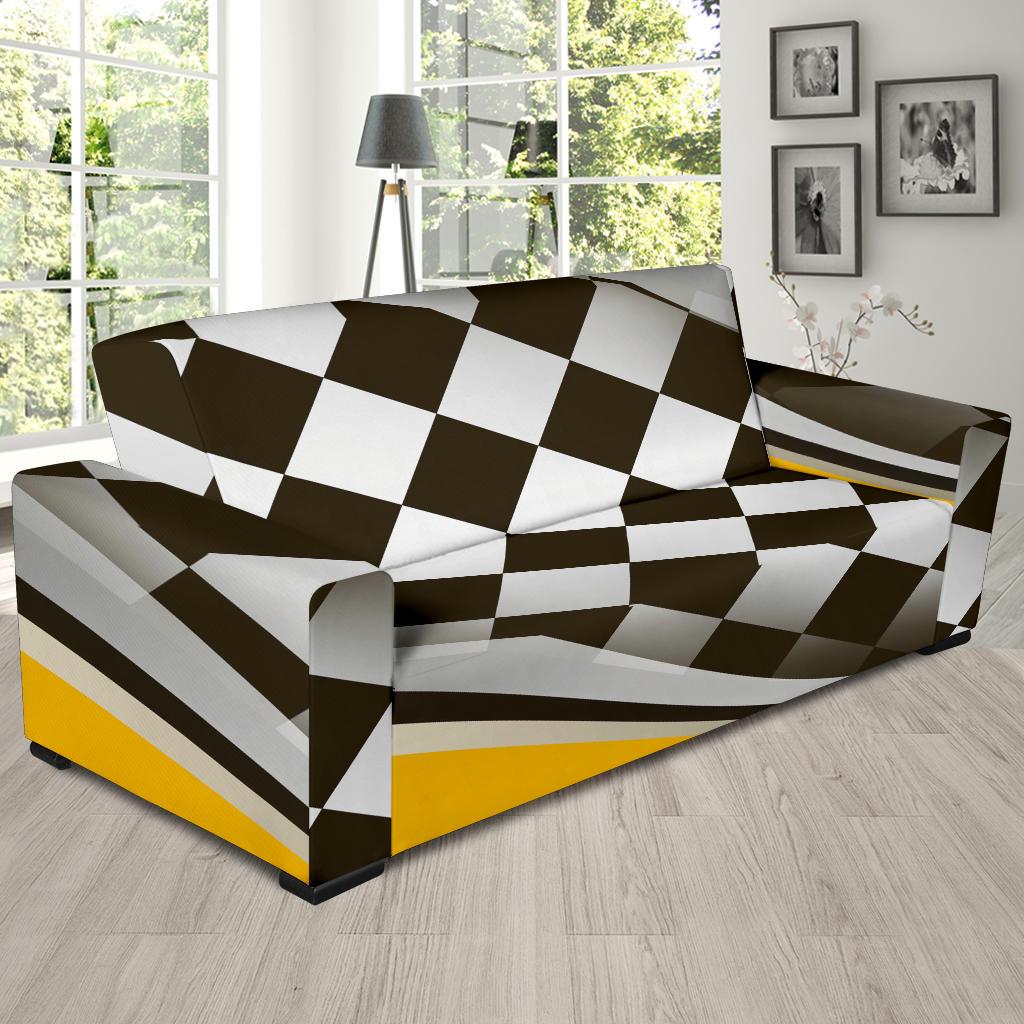 Checkered Flag Racing Style Sofa Slipcover-JTAMIGO.COM