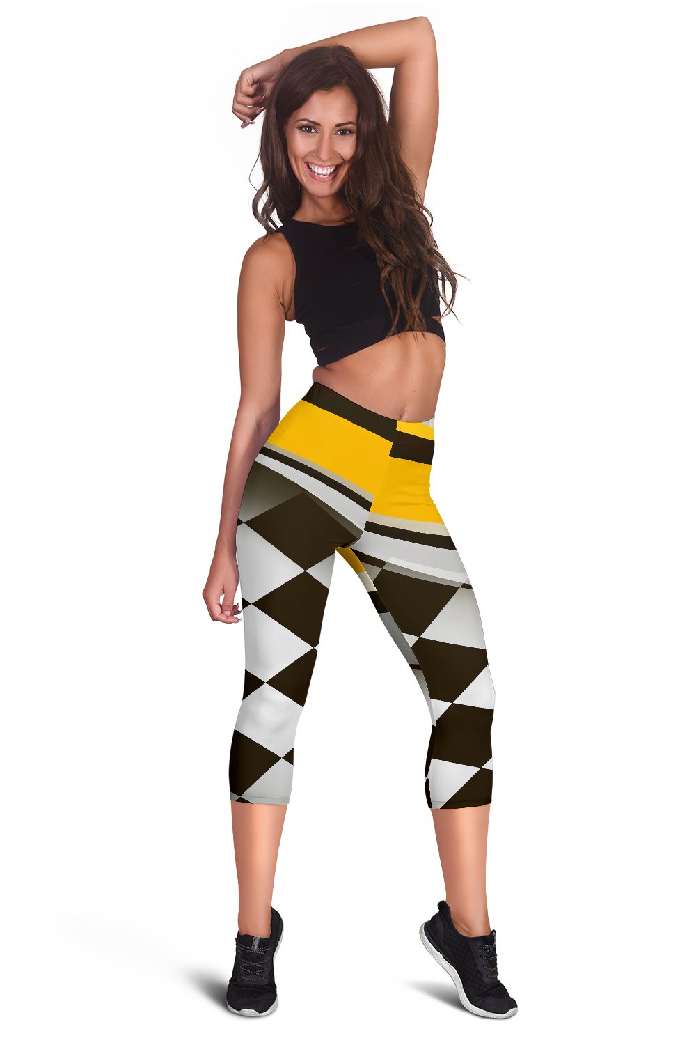Checkered Flag Racing Style Women Capris
