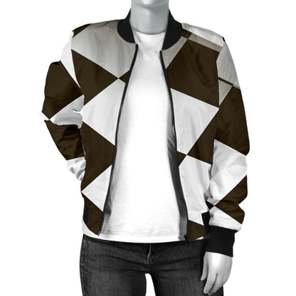 Checkered Flag Racing Style Women Casual Bomber Jacket