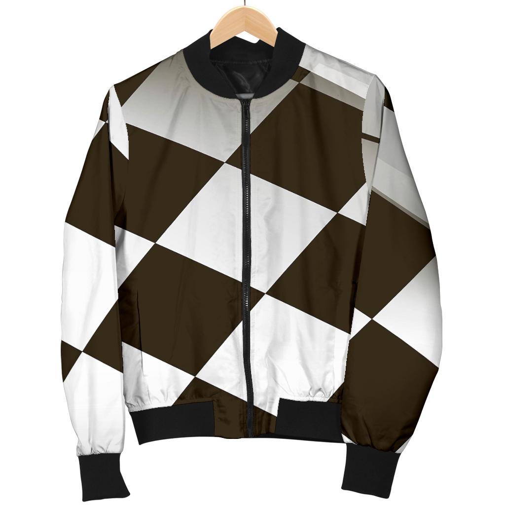 Checkered Flag Racing Style Women Casual Bomber Jacket